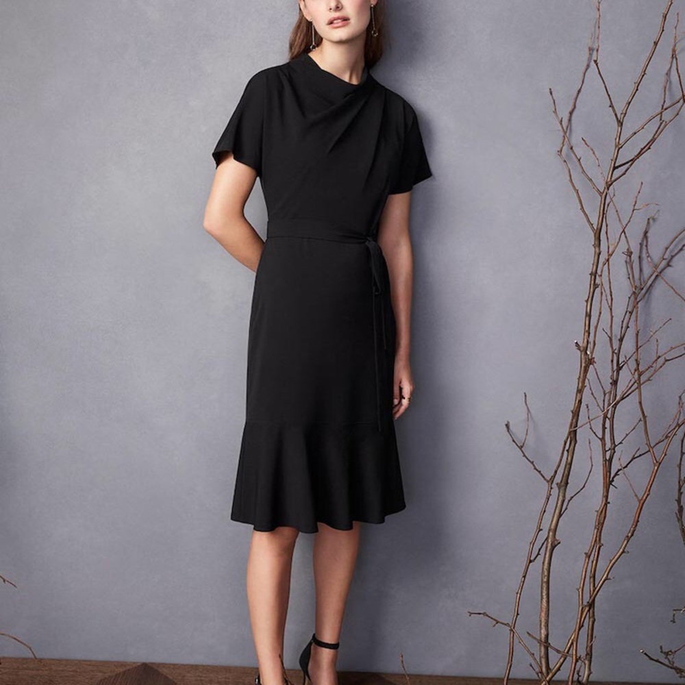 Ann Taylor Draped Neck Flare Dress